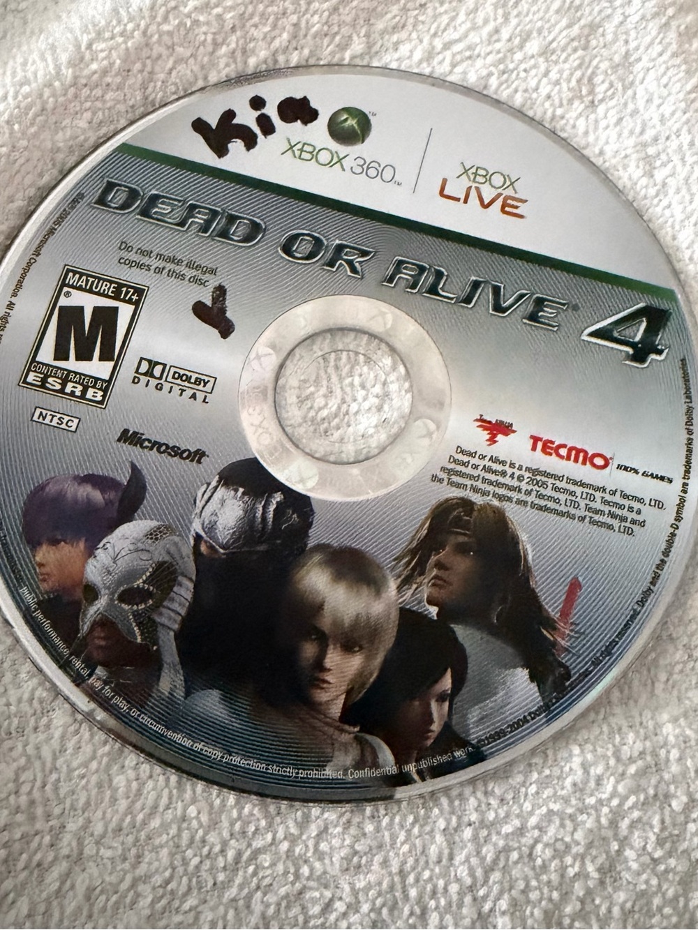 Xbox 360 Dead or Alive 4 Game Disc - Silver